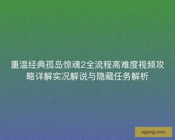 重温经典孤岛惊魂2全流程高难度视频攻略详解实况解说与隐藏任务解析 重温经典孤岛惊魂2全流程高难度视频攻略详解实况解说与隐藏任务解析